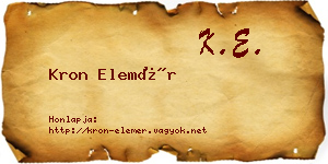 Kron Elemér névjegykártya